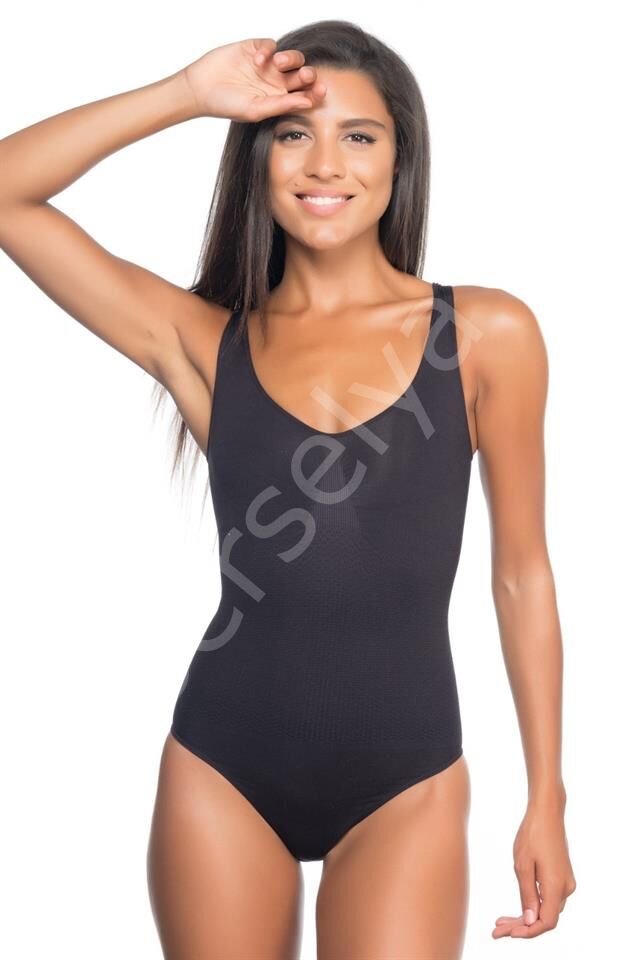 Siyah Emay 2018 Kalın Askılı Body Korse