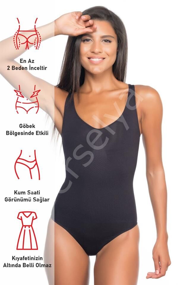 Siyah Emay 2018 Kalın Askılı Body Korse
