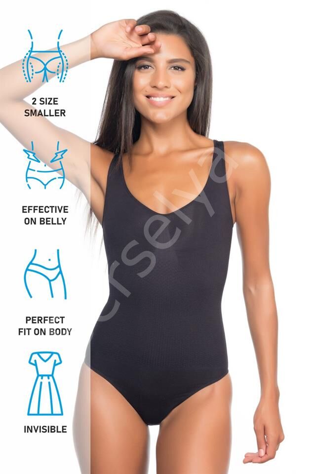 Siyah Emay 2018 Kalın Askılı Body Korse