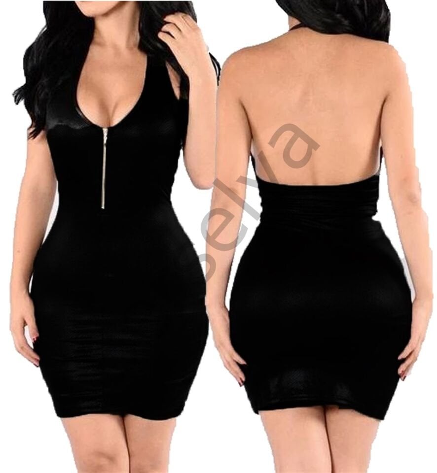 Sırt Dekolteli Kısa Elbise