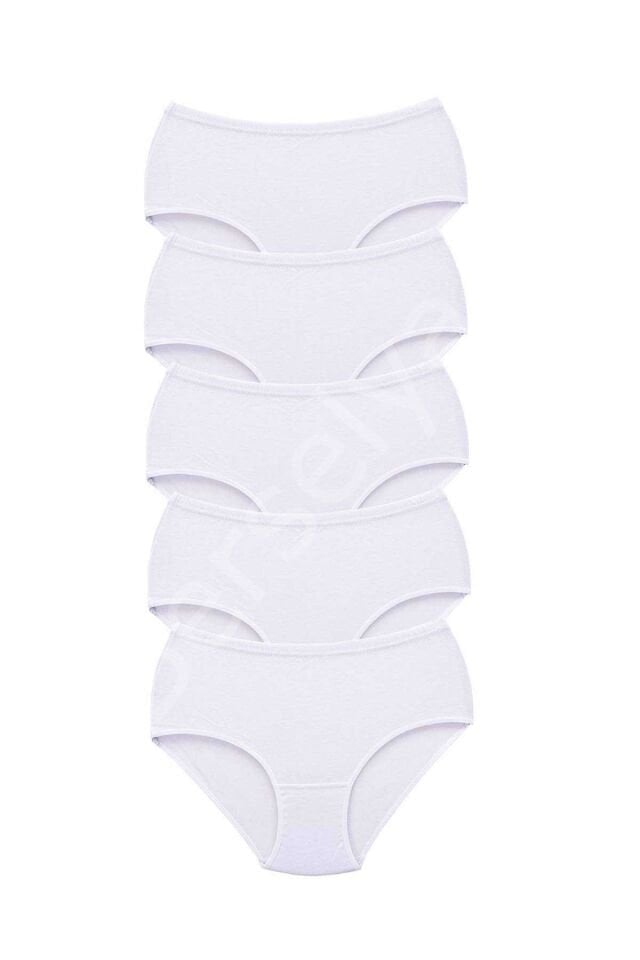 5 Adet Tutku Kadın Yüksek Bel Bato Kalın Lastik Külot Beyaz