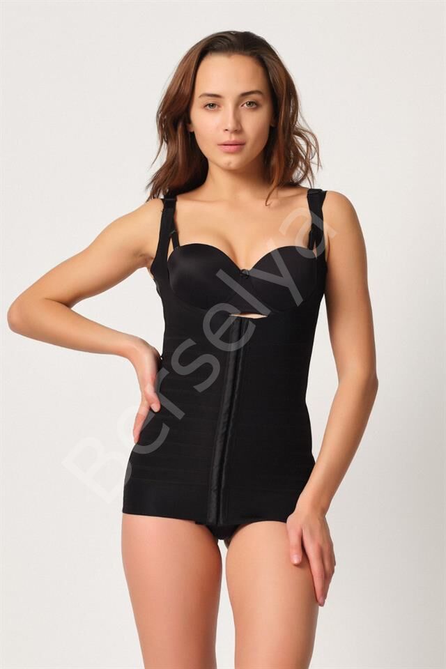 Siyah Emay 2916 Karyoka Destekli Agraflı Atlet Korse