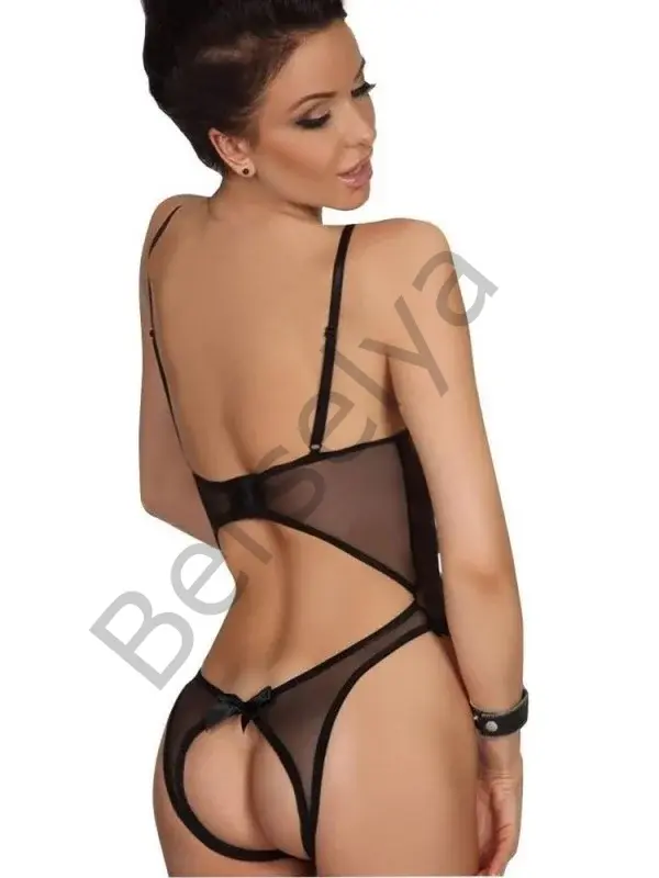 Fantezi Özel Bölgeleri Açık Fiyonklu Transparan Tül Gecelik İç Giyim