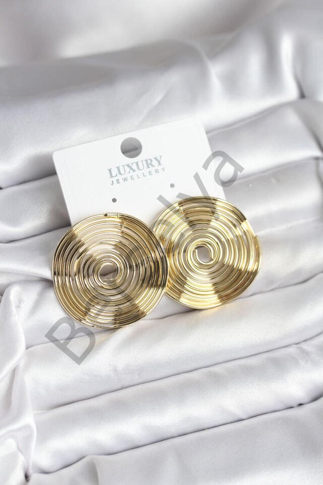 Pirinç Gold Renk Circle Model Kadın Küpe
