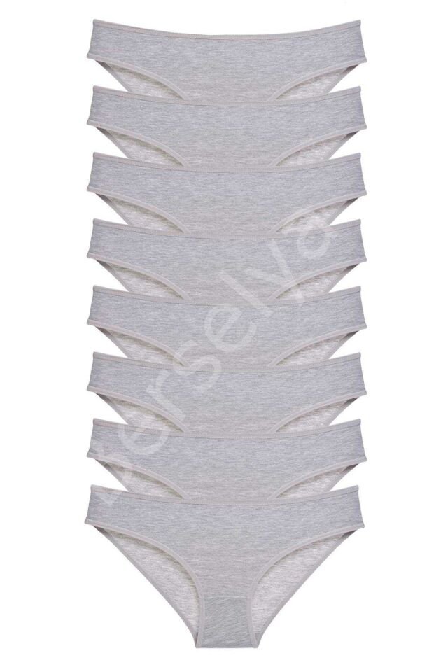 8 adet Süper Eko Set Likralı Kadın Slip Külot Gri