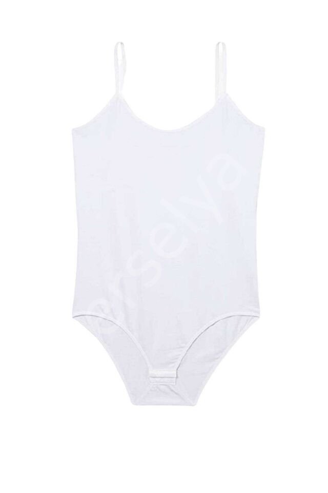 İp Askılı Kadın Çıtçıtlı Body Beyaz XL