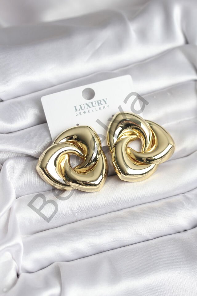 Pirinç Gold Renk Geometrik Vintage Kadın Küpe