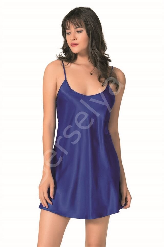 Saks Kısa Saten Gecelik