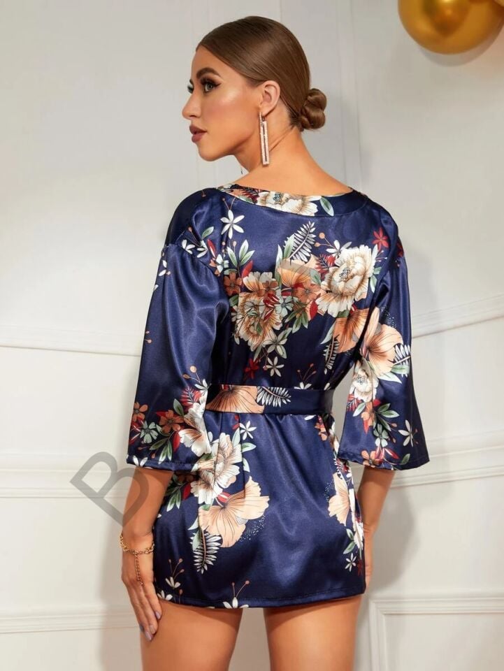 Çiçek Desenli Sabahlık 8330