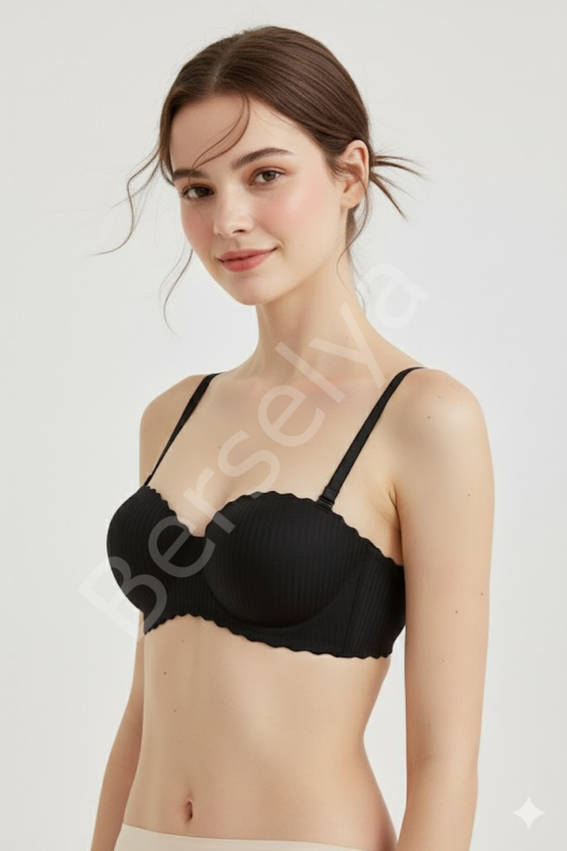 Lazer Kesim Dolgulu Telsiz  İz Yapmaz Sütyen Siyah