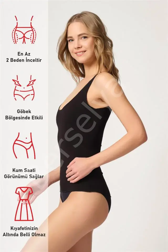 Siyah Emay 2815 Double Cotton Korse Atlet