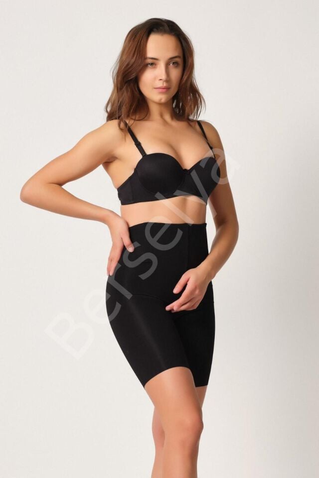 Siyah Mı Emay 2927 Bel Dekolteli Balenli Paçalı Lazer Korse