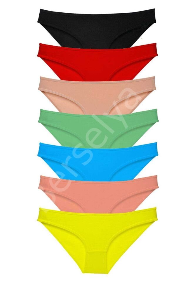 7 adet Süper Eko Set Likralı Kadın Slip Külot Çok Renkli M