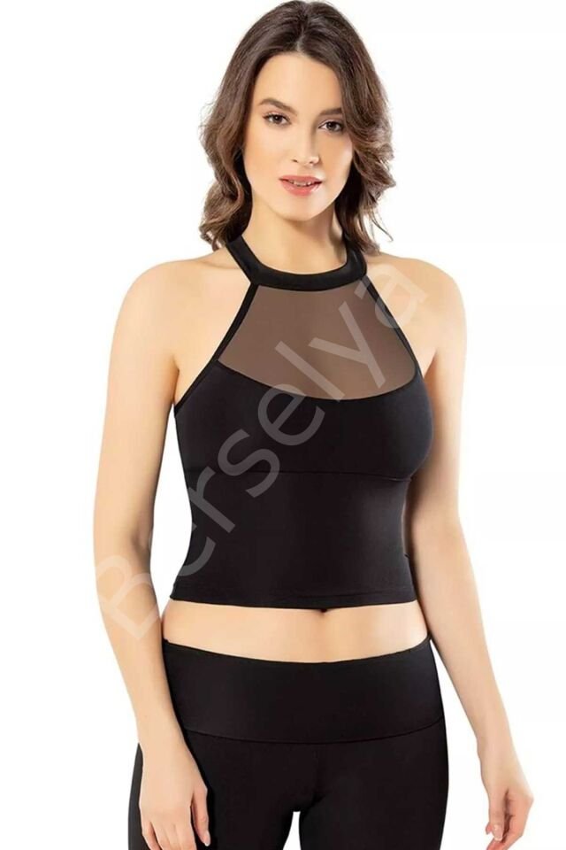 Pedli Dalgıç Modelli Krop Kadın Büstiyer Siyah L-XL