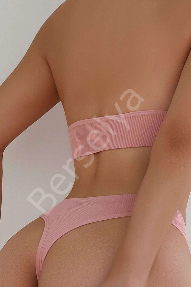 Kadın Somon Seamless Tanga Sütyen Takım