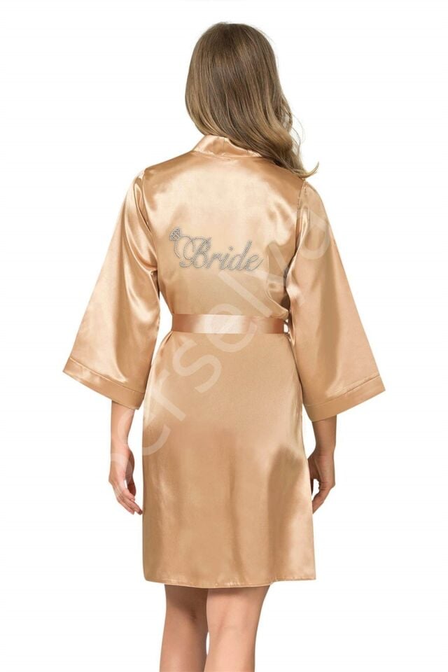 Gold Kısa Saten Bride Sabahlık