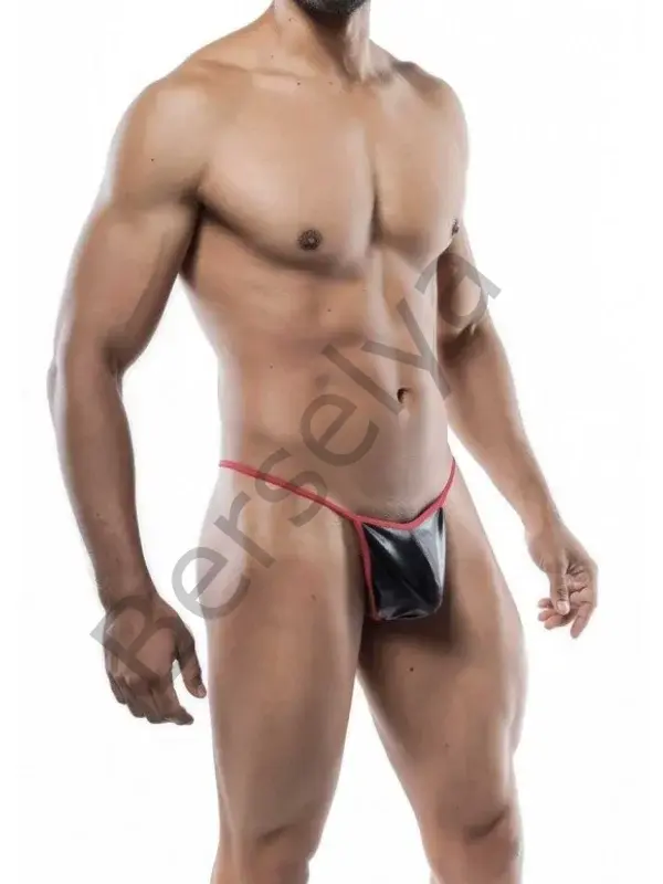 Fantezi Kırmızı Lastikli Lame Erkek String - Tanga Fantazi İç Çamaşırı