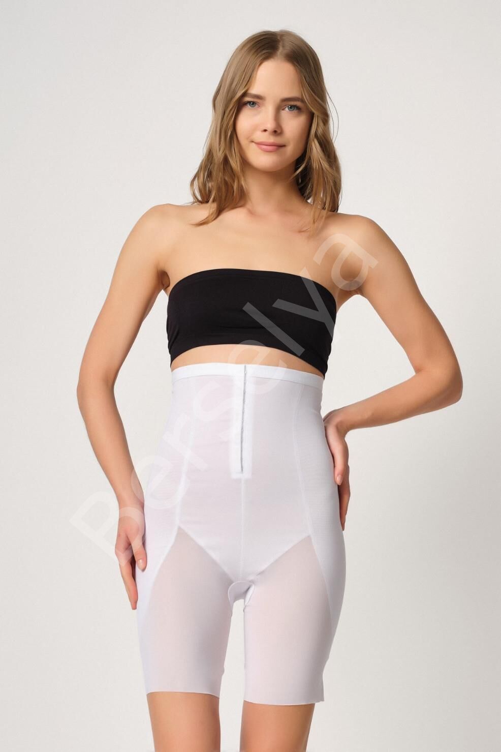 Beyaz Mı Emay 2928 Ön Agraflı Tül Paçalı Lazer Korse