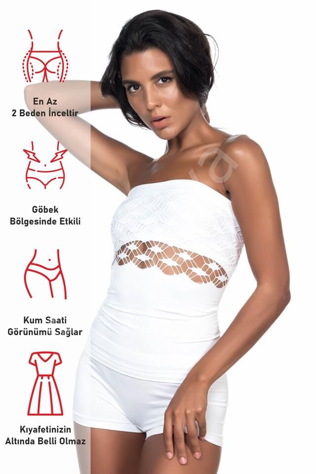 Beyaz Emay 5035 Fantazi Straplez Atlet Korse