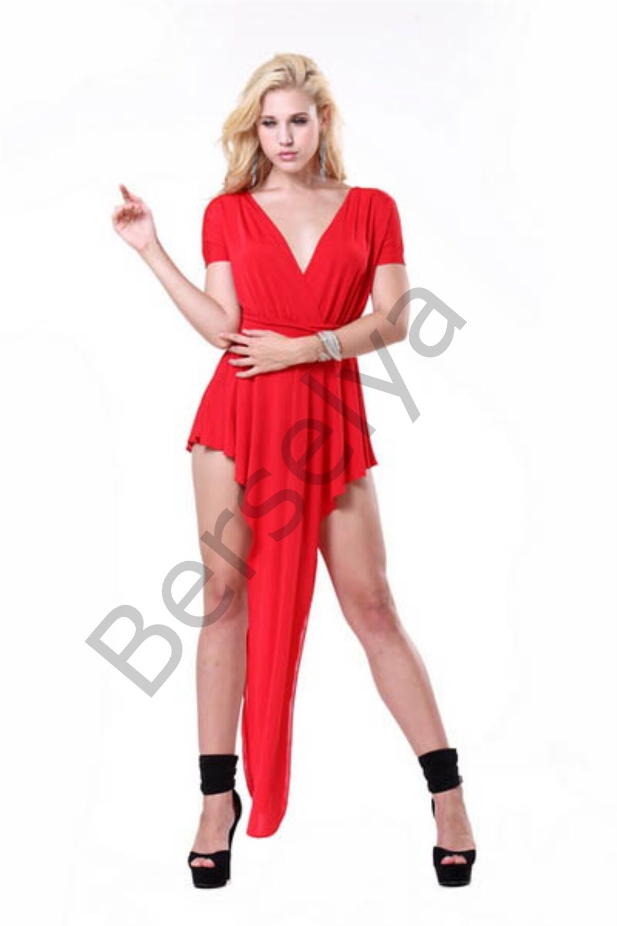 B101135 Önü Arkası Uzun Elbise