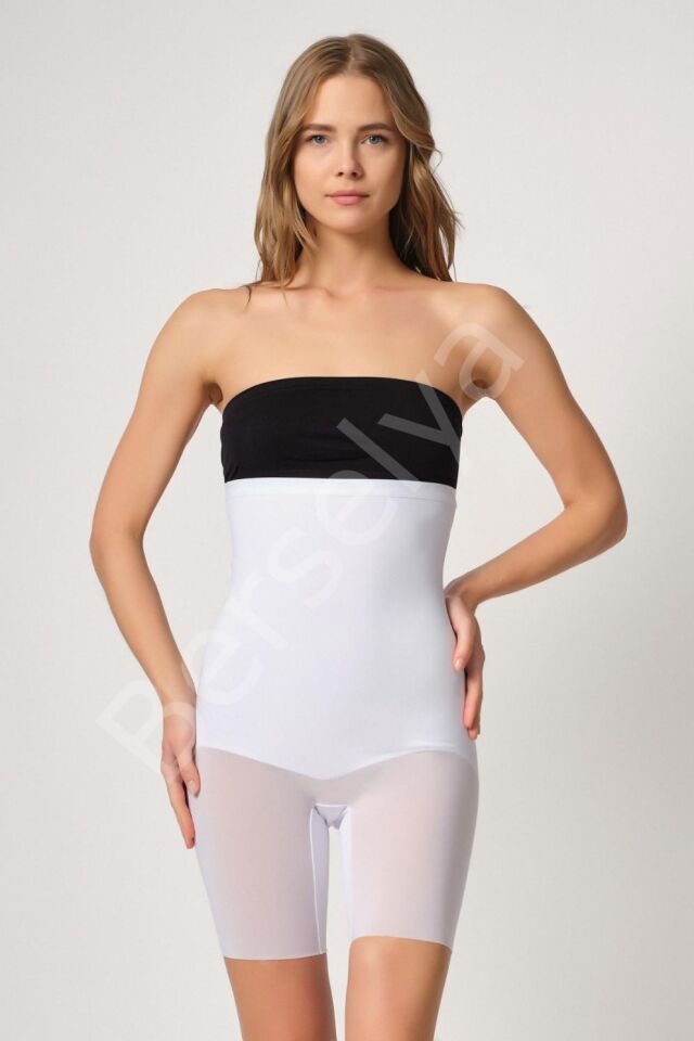 Beyaz Mı Emay 2929 Double Tül Paçalı Lazer Korse