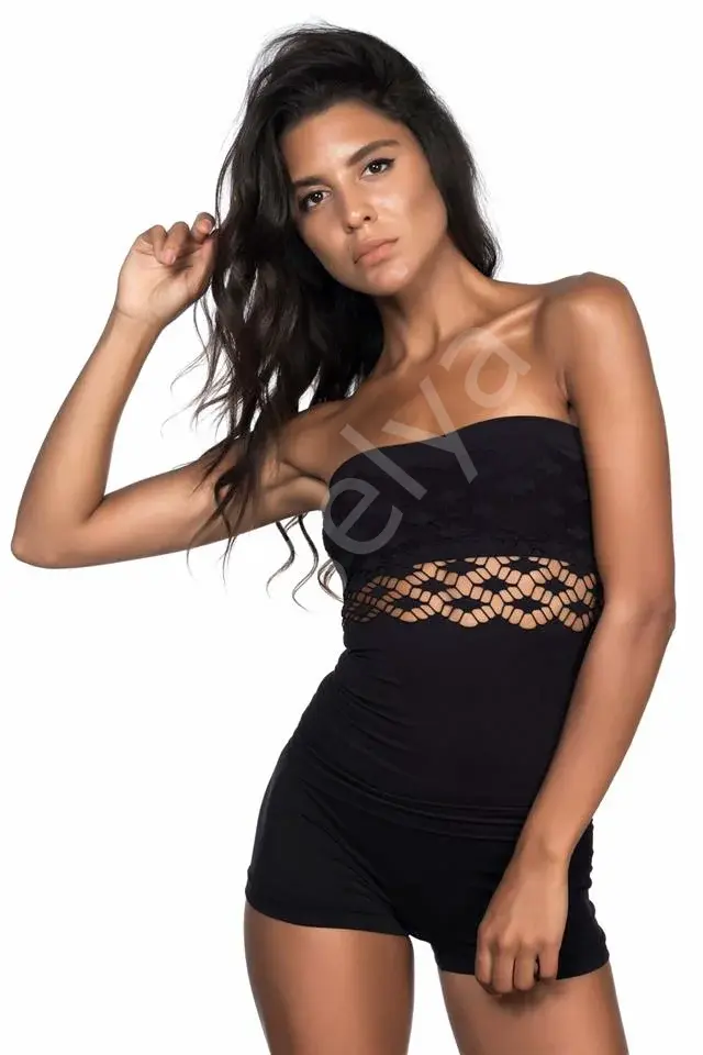 Siyah Emay 5035 Fantazi Straplez Atlet Korse