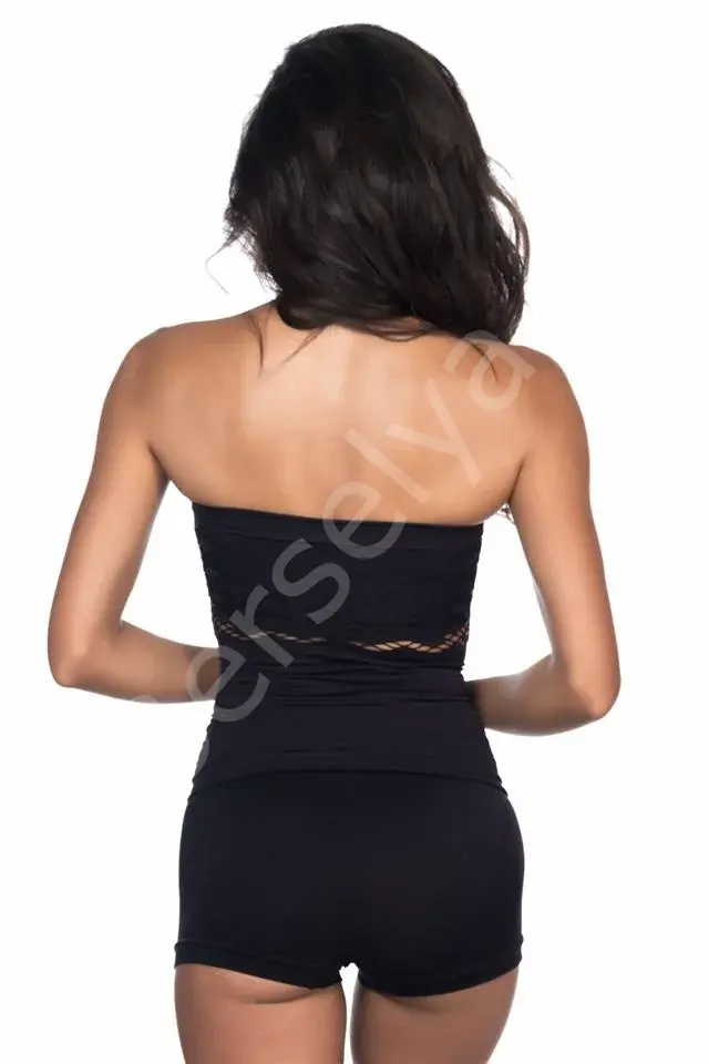 Siyah Emay 5035 Fantazi Straplez Atlet Korse