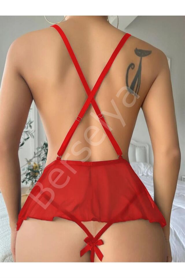 Bella notte Kırmızı Özel Bölgesi Açık Zarif Çok Şık gecelik 15048