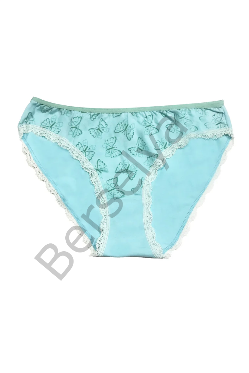 Berrak Kadın İçin Kenarları Beyaz Dantelli Mavi Renk Bikini Kod 11242