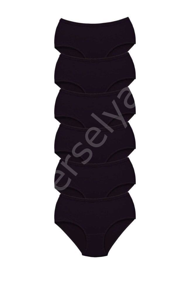 6 Adet Tutku Kadın Yüksek Bel Bato Kalın Lastik Külot Siyah