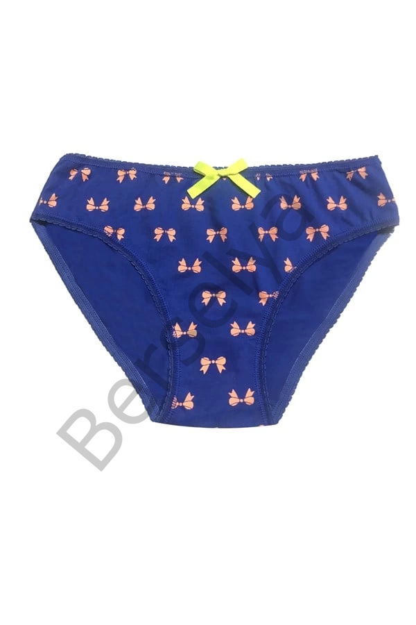 Berrak Kadın İçin Saks Renk Kurdele Süslemeli Bikini 11103