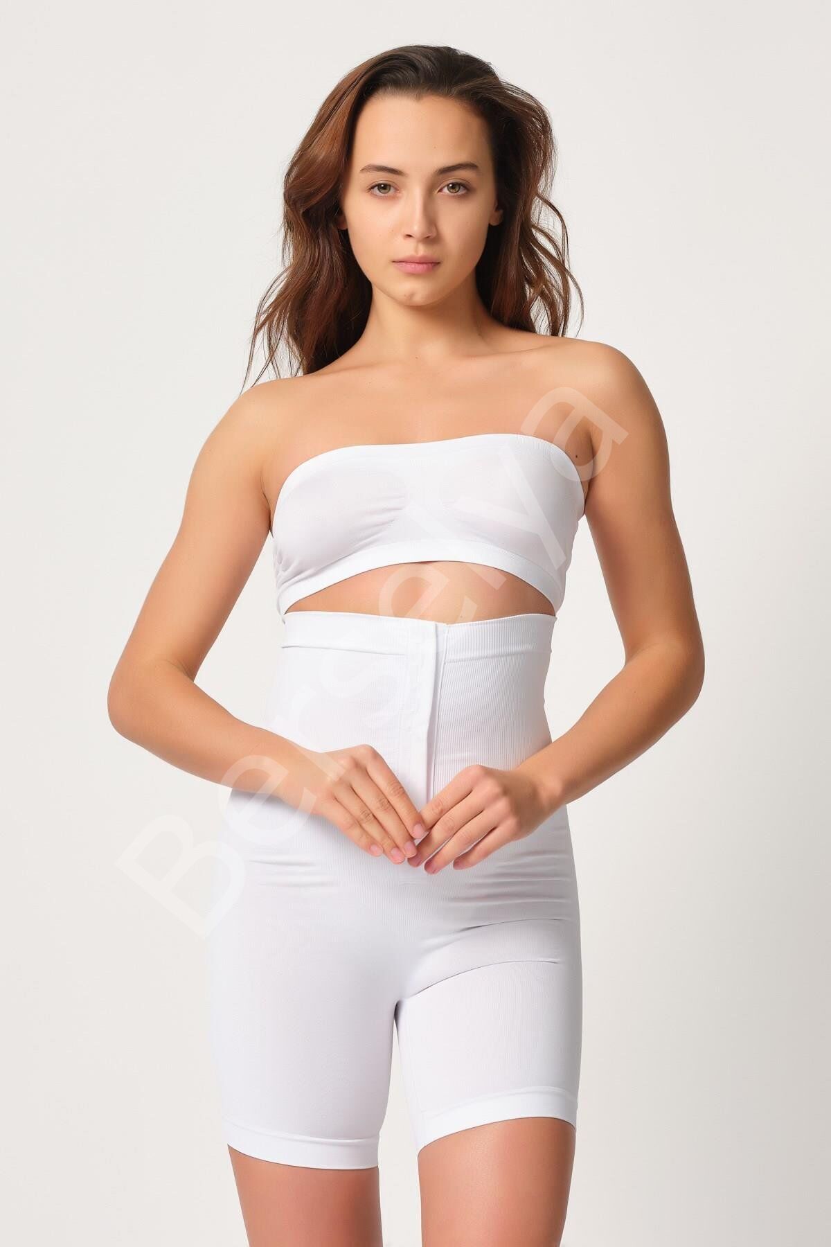 Beyaz Mı Emay 2087 Önden Agraflı Paçalı Korse