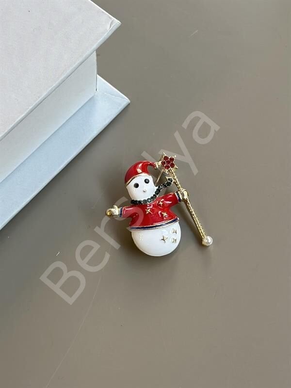 Kardan Adam Broş - Kırmızı