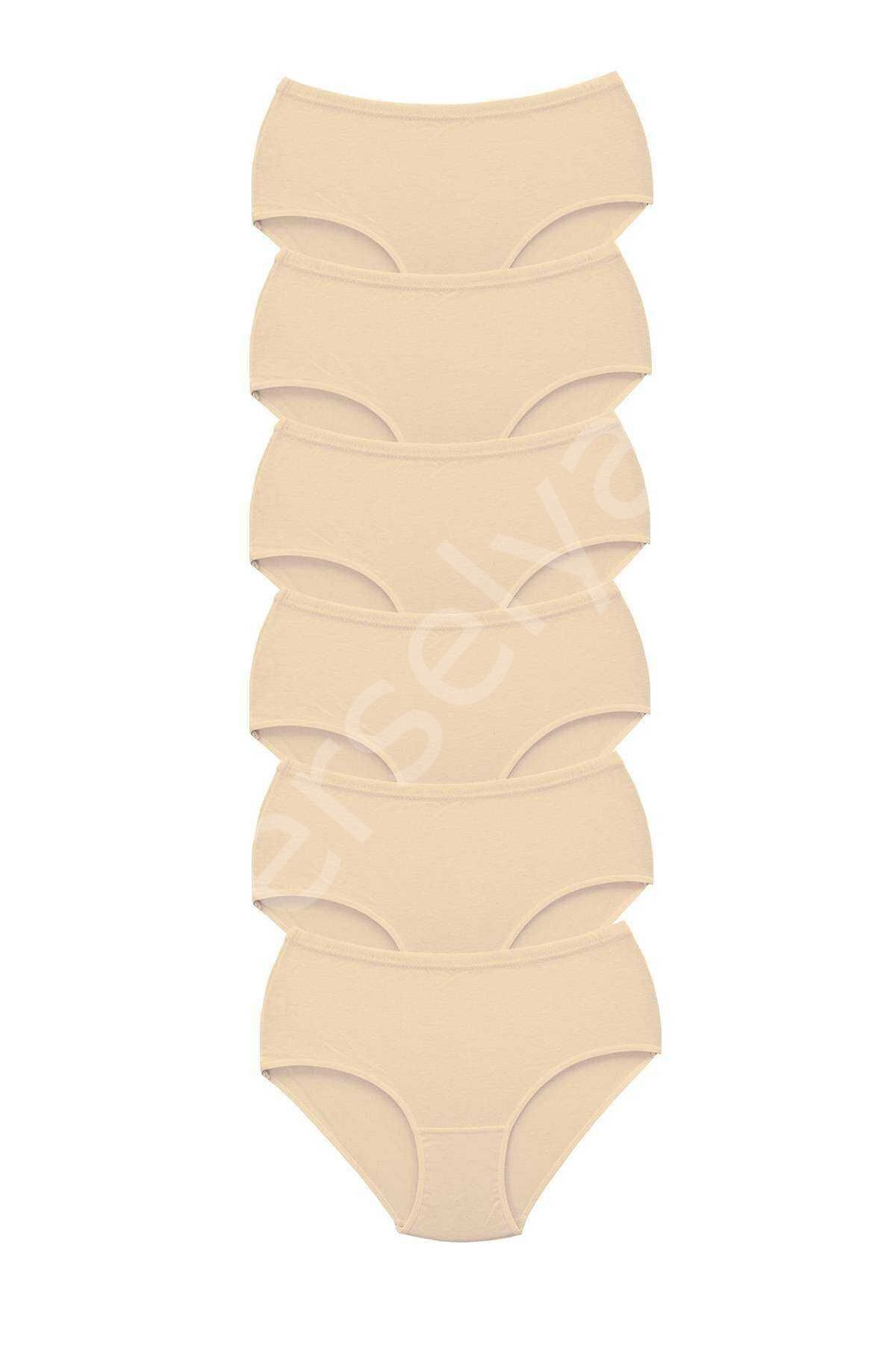 6 Adet Tutku Kadın Yüksek Bel Bato Kalın Lastik Külot Ten