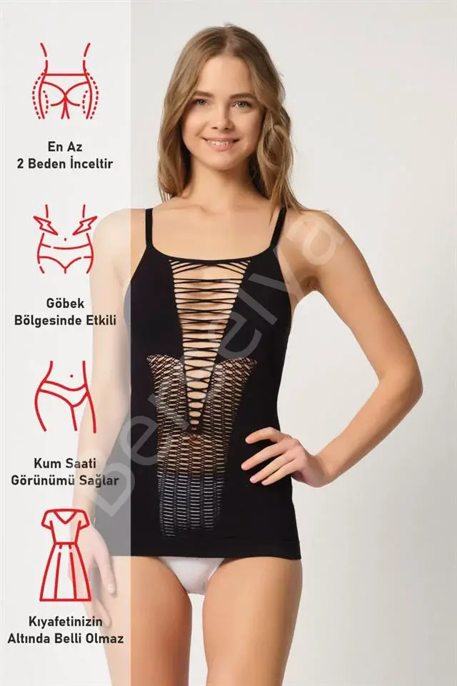 Siyah Emay 5038 İp Askılı Fantazi Atlet Korse