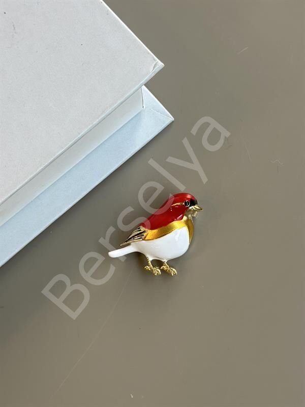 Bülbül Broş - Kırmızı