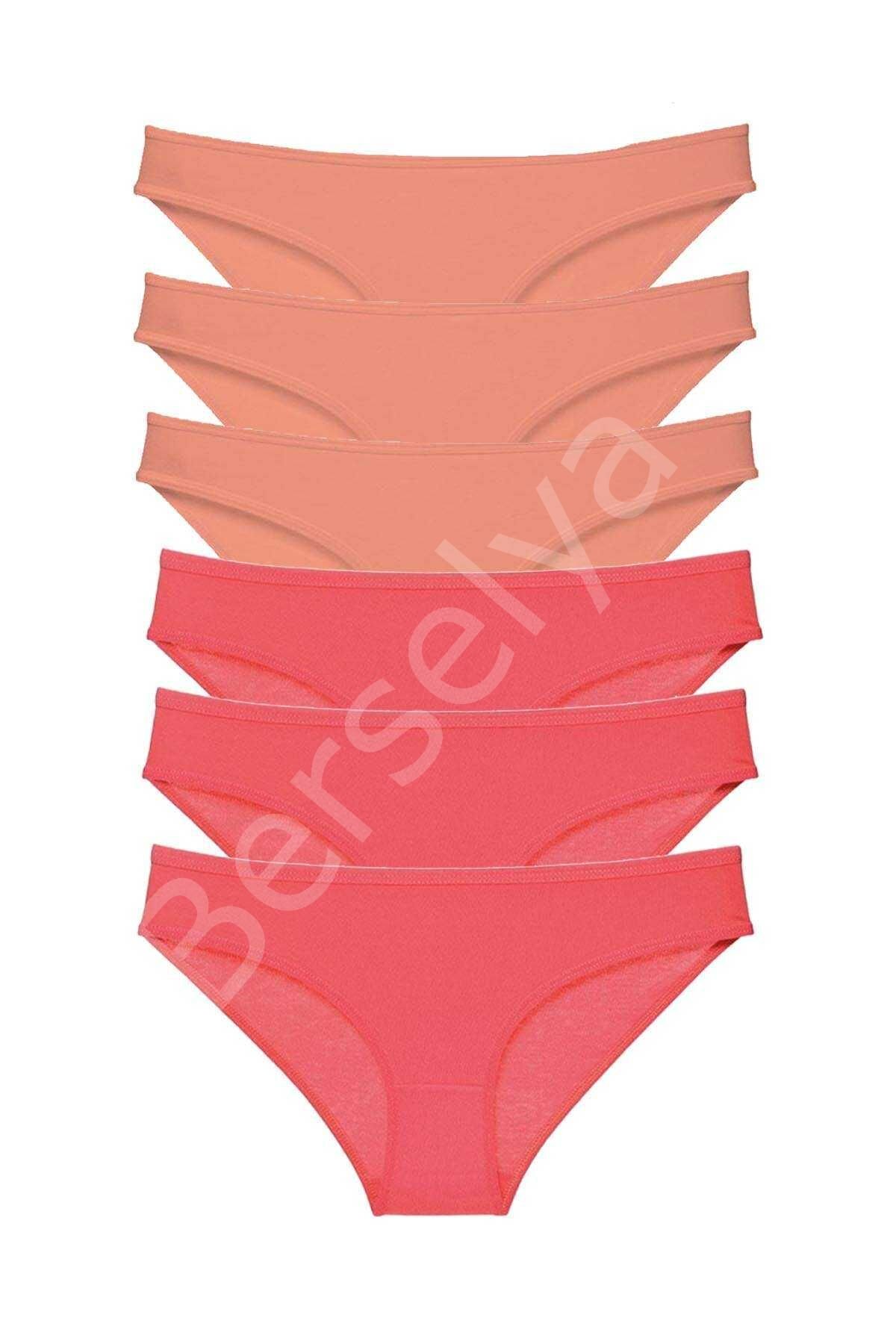 6 Adet Süper Eko Set Likralı Kadın Slip Külot Pudra Fuşya