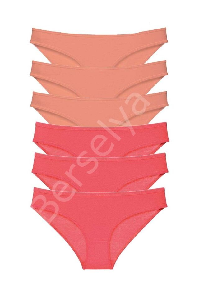 6 Adet Süper Eko Set Likralı Kadın Slip Külot Pudra Fuşya