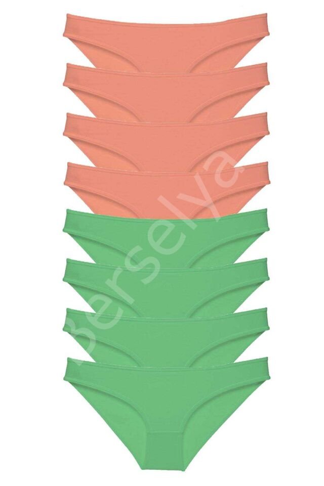 8 adet Eko Set Likralı Kadın Slip Külot Pudra Yeşil