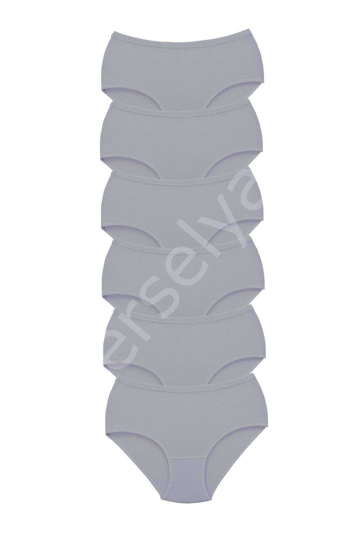 6 Adet Tutku Kadın Yüksek Bel Bato Kalın Lastik Külot Gri