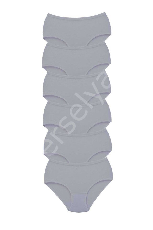 6 Adet Tutku Kadın Yüksek Bel Bato Kalın Lastik Külot Gri