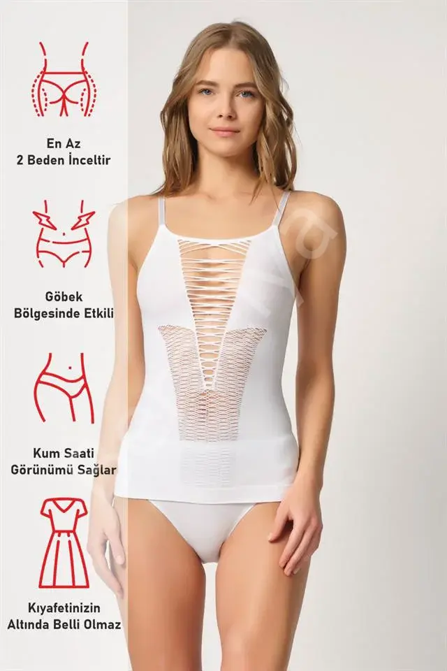Beyaz Emay 5038 İp Askılı Fantazi Atlet Korse
