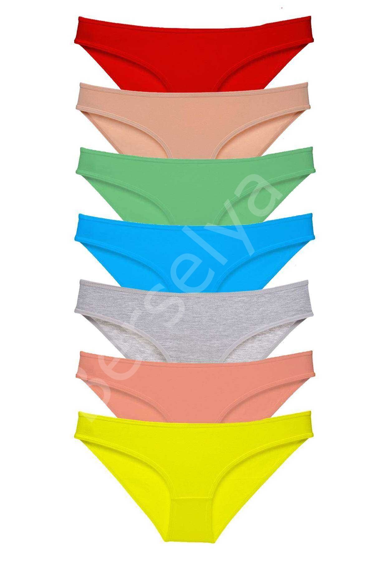 7 adet Süper Eko Set Likralı Kadın Slip Külot Çok Renkli M