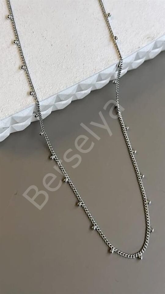 Boncuklu Zincir Kolye - Gümüş