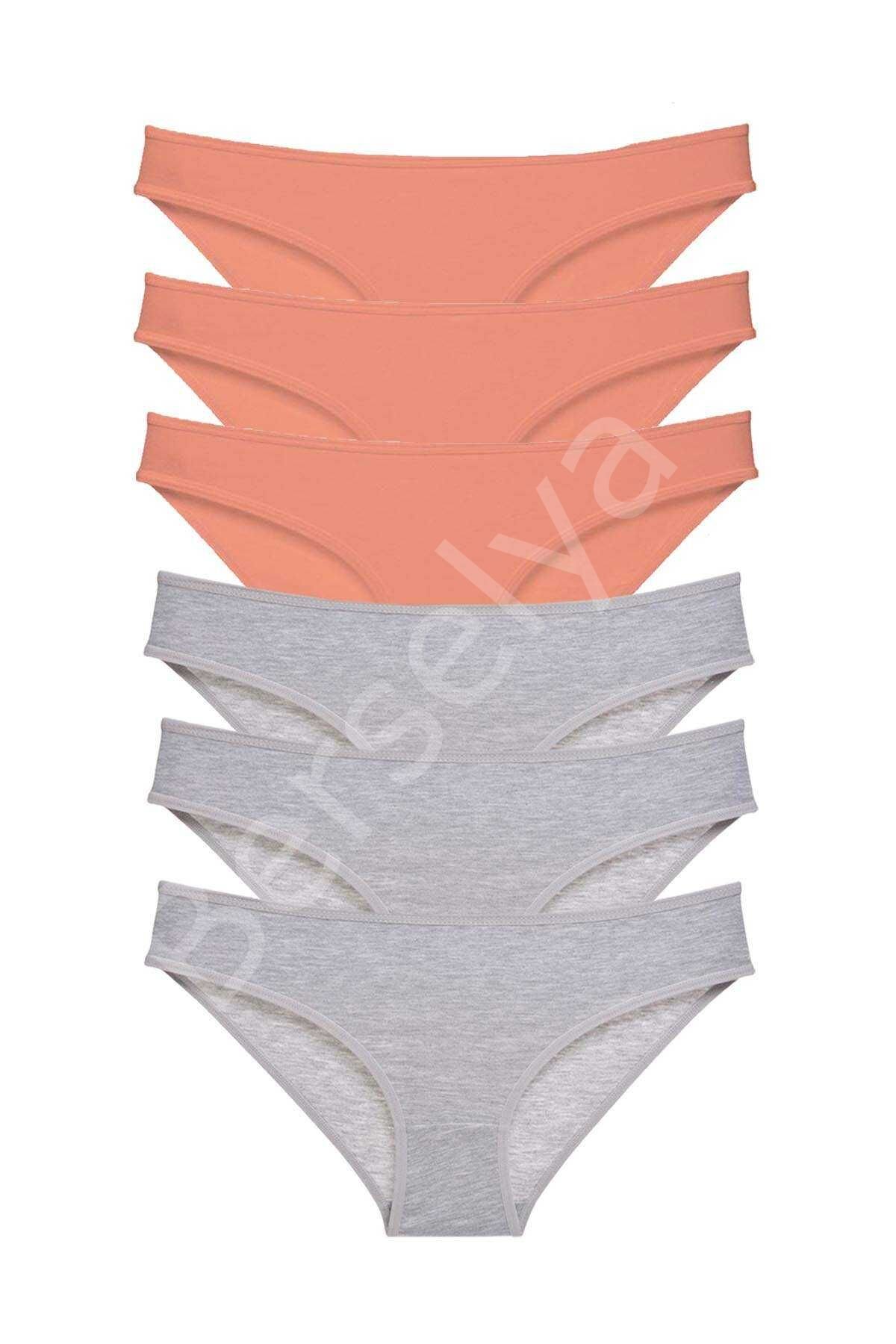 6 Adet Süper Eko Set Likralı Kadın Slip Külot Pudra Gri