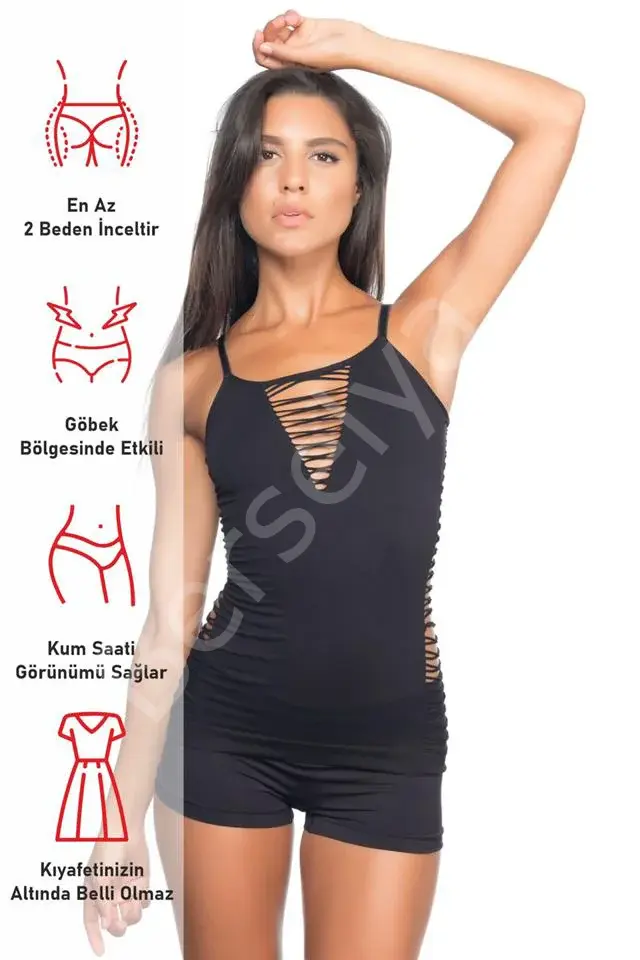 Siyah Emay 5037 İp Askılı Fantazi Atlet Korse
