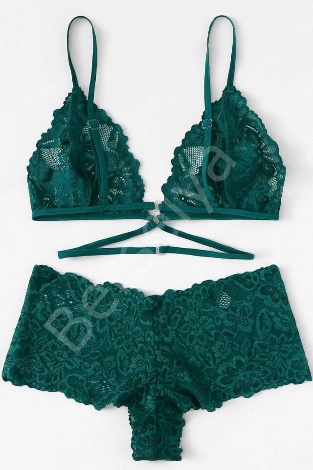 Kadın Yeşil Özel Şık Sütyen Külot Takımı