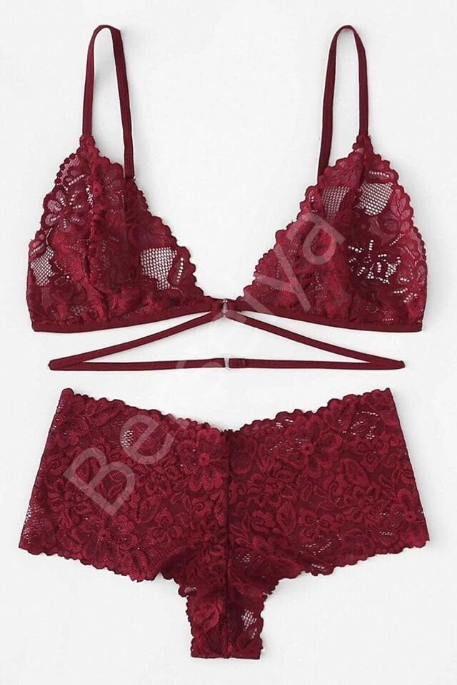 Kadın Bordo Özel Şık Sütyen Külot Takımı