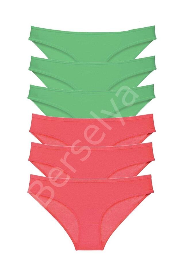 6 Adet Eko Set Likralı Kadın Slip Külot Yeşil Fuşya