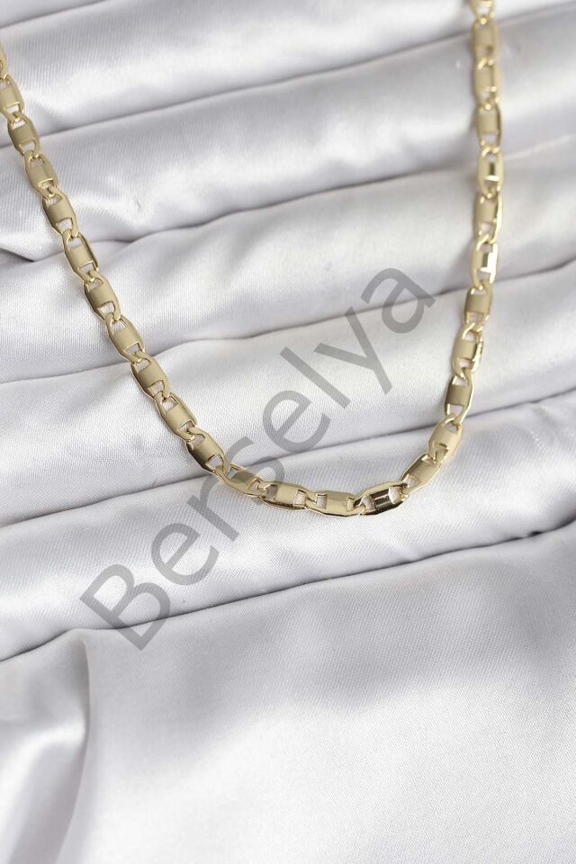 14K Gold Renk Kaplama Plaka Ezme Model Zincirli CM Kadın Kolye